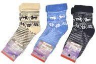 Dámské termo zdravotní ponožky ALJAŠKA - 3 páry, se sobem a vločkou, mix barev, velikost 39-42